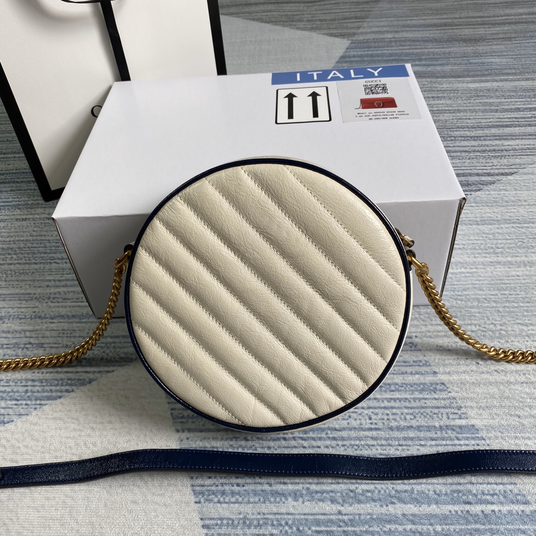 Marmont Mini Round Shoulder Bag 550154 White